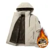 Nueva Chaqueta de Algodón Acolchada Otoño e Invierno para Hombre con Forro de Terciopelo Espeso, con Capucha, Chaqueta de Algodón para Personas de Mediana Edad y Mayores, Abrigo de Algodón con Capucha Desmontable, Parte Superior Cálida a Prueba de Viento