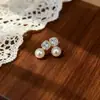 Pendientes Pequeños de Perla Cubo de Azúcar Estilo Francés para Mujer, Aguja de Plata S925, Lujo Ligero, Elegantes, Pendientes de Alta Gama, Accesorios de Oreja de Moda y Versátiles