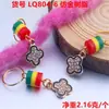 Peluca Rastas Accesorios Pasador Hebilla para el Cabello Aleación Retro Tachonado de Diamantes Goteo de Aceite Trébol de Cuatro Hojas Resorte de Aluminio Anillo para el Cabello con Agujero Grande Colgante