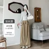 Pantalones culotte blancos de imitación de dos piezas para mujer, nuevo estilo primavera y otoño, adelgazantes, con caída, de cintura alta, pierna ancha, corte holgado, pantalones de traje casual