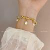 Pulsera con Hebilla Ping An de Imitación Jade Estilo Antiguo Recubierta Exquisita Estilo Chino Calabaza Pequeña Gordita Pulsera Colgante Tono de Sonido Nuevo