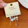 Set de Aretes de Zirconia con Forma de Lazo y Corazón para Mujer, Aguja de Plata Estilo Coreano Dulce Diseño de Nicho, Aretes Dulces Estilo Apilable