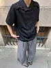 Camiseta Manga Curta 260g Tecido Fluido Gola Irregular Masculina Estilo Leve Maduro Simples Casual Básico Manga Meia