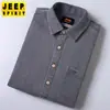 Camisa de hombre para primavera y otoño, holgada, color liso, moda casual, top de manga larga, solapa, lavado a la arena, abrigo, moderno, bordado, 2058
