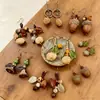 Nuevos Pendientes de Frutas y Plantas Hechos a Mano Estilo Chino Retro Piña de Bosque Fruta Seca Literaria Ganchos para Orejas Pendientes Creativos de Nicho para Mujeres