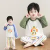 Pijama Infantil para Meninos, Algodão Primavera e Outono 2026 Novo Estilo, Desenho Egg Boy Manga Longa Calça Longa Conjunto para Dormir em Casa