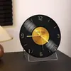Reloj Decorativo de Disco de Vinilo Estilo Vintage, Reloj de Pared Retro Americano, Adorno de Escritorio, Decoración de Lujo Ligero para Sala de Estar