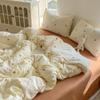 Juego de Ropa de Cama Fresco de Cuatro Piezas Estilo Ins para Primavera y Verano, Funda de Edredón de Algodón Puro Lavado, Juego de Sábanas Ajustables de Tres-Cuatro Piezas para Estudiantes