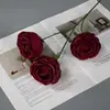 Flores Artificiales 3 Cabezas Rosa Princesa Rosa Roja Flor Artificial Ramo Decorativo Material de Flores para Boda Jardín Floral Paisajismo