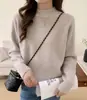 Estilo casual y simple, nuevo suéter de punto suave y holgado con cuello redondo estilo coreano para otoño e invierno para mujer, top básico de punto liso