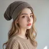 Gorro cálido, gorro de street dance, gorro de lana tejido de dos tonos a la moda, gorro plisado, gorro multicapa, gorro de AliExpress, gorro para poner, rojo