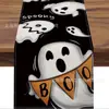 Serie de Halloween Transfronteriza Camino de Mesa Decoración de Mesa para Fiesta Navideña Mantel Largo Estampado de Fantasma Calabaza Mantel