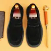 Aliexpress Mais Vendido Sapatos Masculinos de Couro Genuíno Camurça Estilo Britânico Bico Redondo Slip-On Mocassins Sapatos de Couro para Negócios