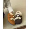 Sapatos Slip-On Birkenstock com Aumento Interno de Altura para Mulheres, Sapatos Quentes de Inverno com Bico Redondo, Forrados com Lã, Peludos, Sapatos de Algodão, Sapatos Individuais
