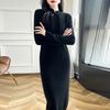 Nuevo vestido de lana de estilo nacional chino de otoño e invierno para mujer, elegante cheongsam de otoño e invierno con cuello vertical y falda larga de cachemira.