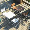 Juego de Mesa y Sillas de Madera para Cafetería, Mesa Plegable de Plástico y Madera para Café, Té de Leche y Cafetería, Silla Plegable de Camping Estilo Americano para Exteriores