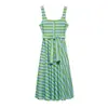 Vestido de Verano Nuevo para Mujer 2026 Estilo Europeo y Americano Ajustado con Rayas y Tirantes Largos con Cinturón para Comercio Exterior Transfronterizo