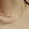 Item Quente Tendência Influenciador Tiktok Transmissão Ao Vivo Corrente de Clavícula Quadrada Pequena Lantejoula Dupla Camada Empilhável Aço Titânio Não Desbota Colar de Alta Qualidade
