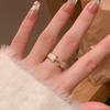 Anel Feminino Letra H Full Diamond Prata Town Niche High-End Anel Aberto Liso Venda por Atacado Estilo Ins Novo Anel de Dedo Anel de Diamante