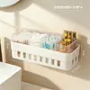 Caja de almacenamiento de hisopos de algodón BNBS para pared, no requiere taladro, estante organizador de hisopos de algodón y discos desmaquillantes