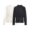 Exportación Transfronteriza Ropa de Mujer Primavera 2026 Estilo Europeo y Americano Textura de Satén de Seda Camisa sin Espalda Decorada con Lazo para Mujer F612031