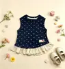 Colete de Verão Sem Mangas para Bebês Meninas, Novo Top Versátil de Renda Modal, Roupa Infantil Doce Floral para Meninas