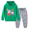 Primavera y Otoño 2023 nueva ropa infantil transfronteriza suéter con capucha para niños pantalones conjunto de dos piezas bebé algodón manga larga