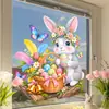Corona de Pascua Conejo de Dibujos Animados Atmósfera Tienda Embellecimiento Decoración Arreglo Adhesivo Estático Puerta de Vidrio Ventana Pegatina
