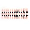 Uñas Portátiles Más Vendidas Transfronterizas, Uñas Portátiles Estilo Francés Hechas a Mano, Uñas Postizas Negras con Purpurina y Lazo de Diamante