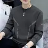 Sudadera para hombre, nuevo modelo de primavera y otoño, cuello redondo, corte holgado, engrosada, sin capucha, prenda para pullover, chaqueta de manga larga para hombre, versátil