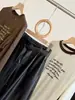 Pantalones de Pierna Ancha de Cuero PU Color Café Melard para Mujer, Nuevo Estilo Otoño, Gama Alta, Corte Holgado, Adelgazantes, Pierna Recta, Pantalones Cropped Versátiles