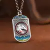 Pendente de Cavalo do Zodíaco Gota de Óleo Vintage King Cervo Dourado Prata Pura 999 Prata Lisa Banhado a Ouro Pingente de Colar de Cavalo O Sucesso Aguarda