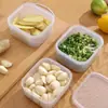 Caixa de armazenamento de grande capacidade para cebolinha, fatias de gengibre e alho, organizador de frutas e vegetais para geladeira, caixa de armazenamento de cozinha com tampa e drenagem
