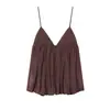 Nova Moda Verão Estilo Europeu e Americano Feminino Sexy Cor Sólida Caimento Fluido Camisola Top