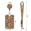 Cordón de poliéster estampado de girasol Parche epoxi ABS Hebilla de fácil extracción Hebilla para tarjeta de identificación/certificado de girasol de fácil extracción