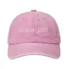 Amazon Transfronterizo Bordado de Letras Lavado dios es bueno Gorra de Béisbol Deportes al Aire Libre Gorra Retro de Pico de Pato