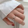 Anillo abierto con diseño geométrico arrugado en plata esterlina s925 de Corea para dedo índice, diseño pequeño para mujer, con marea fría y viento alto.