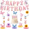 Guirnalda de Banderines de Mariposas de Colores Transfronteriza Tema Fiesta Decoración Banderines Adorno para Pastel de Cumpleaños Set Venta al por Mayor