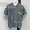 PO Camiseta de verano de manga corta para mujer, estilo nuevo, bordada, de alta gama, chic, ajustada, única, de punto de seda helada