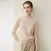 Suéter Casual 100% Cachemira Pura para Mujer, Camisa Base de Cuello Medio Alto, Suéter de Punto Holgado y Adelgazante para Otoño e Invierno