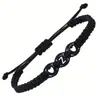 Pulsera tejida a mano con forma de corazón blanco y negro de 26 letras, estilo nuevo transfronterizo, moderna y versátil, al por mayor para parejas, letras en inglés