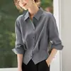 Elegante blusa de mujer estilo francés 2026 camisa de otoño para el trabajo con cintura entallada