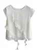 Blusa con volantes atmosférica estilo coreano, suave y rejuvenecedora, top sin mangas holgado y estilizado para mujer, nuevo para verano 26, H062405
