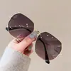 Nuevas Gafas de Sol Polarizadas de Moda Callejera para Mujer 2022, Celebridad Cibernética, Sin Montura, Adorno Metálico en las Patillas, Gafas de Sol para Mujer con Incrustaciones de Diamantes