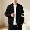Nueva colección de otoño e invierno: Suéter liso de color sólido, tejido jacquard, con doble cremallera, corte holgado, versátil y adecuado para parejas; un cárdigan casual