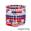 Pulseras Transfronterizas, Juegos de Pulseras del Día de la Independencia Americana, Joyería de Arcilla Suave con Cuentas a la Moda Temática de la Copa del Mundo de EE. UU. al por Mayor