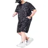 Traje Deportivo de Verano para Niños Camuflaje Seda de Hielo Camiseta de Manga Corta Pantalones Cortos de Hombre Ropa Casual Nueva Tendencia de Verano