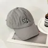 Explosões Transfronteiriças Moda de Uniforme Masculino e Feminino Versátil Tamanho Chapéu de Beisebol Bordado de Coração Chapéu para Esportes ao Ar Livre Protetor Solar