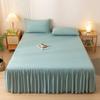 Faldón de Cama de Color Sólido Pieza Única Cubierta de Cama de Algodón Sábana Bajera con Falda Cubierta Protectora a Prueba de Polvo Antideslizante Faldón de Cama