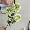 Boda Artificial 3 Cabezas Rosa Cuerno Grande Rosa Diamante Rosa Seda Hogar Decoración Suave Flor Falsa Salón de Bodas Pasillo Arreglo Floral